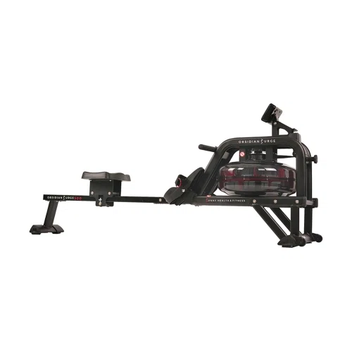 Sunny Health & Fitness Obsidian Surge Water Rowing Machine Rower w/ LCD Monitor